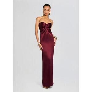 $798 Retrofete Olivine Strapless Satin Knotted Designer Maxi Dress Size Medium